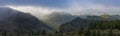 Amazing panorama landscape with a magical light and beams as seen from the Miradouro da Bela Vista along the Caldeira Velha and