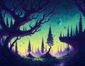 Amazing Fantasy Forest Landscape Night View