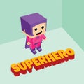 Amazing female superhero isometric theme