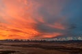 Mountain sky sunset fiery clouds