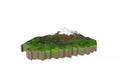 Amazing floating island with natural mountain landscape, 3D float rock and grass with beautiful countryside scenery 3d render