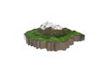 Amazing floating island with natural mountain landscape, 3D float rock and grass with beautiful countryside scenery 3d render