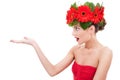 Amazing flower woman presenting Royalty Free Stock Photo