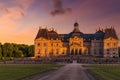 Amazing French Chateau at Sunset Royalty Free Stock Photo