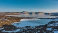 Amazing frozen heart-shaped lake. Ice Baikal is located nearby.