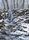 Amazing frozen waterfall.Frozen waterfall in the forest.