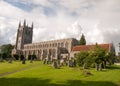 Amazing full frontal summer view of old english church in long m Royalty Free Stock Photo