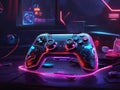 Amazing gaming Joystick with neon effect.