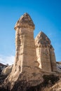 Amazing geological formations in Love Valley. Cappadocia, Nevsehir, Turkey