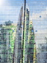 Amazing glass reflections of modern skyscrapers. Business and corporate concept