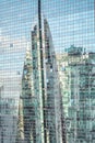 Amazing glass reflections of modern skyscrapers. Business and corporate concept