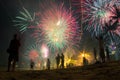 Amazing glorious fireworks on the beach