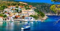 Amazing Greece - picturesque colorful village Assos in Kefalonia Royalty Free Stock Photo