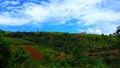 amazing green hill sky clouds evergreen Royalty Free Stock Photo
