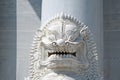 Guardian Lion Sculpture in front of the Ordination Hall of Wat Benchamabophit The Marble Temple in Bangkok, Thailand Royalty Free Stock Photo