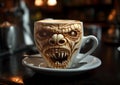 Amazing halloween coffee art by barista Royalty Free Stock Photo