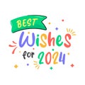 An amazing hand drawn sticker of happy new year, best wishes for new year of 2024