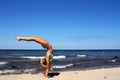 Amazing handstand on the beach Royalty Free Stock Photo