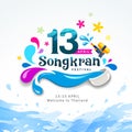 Amazing Happy Songkran festival sign of Thailand design water splash