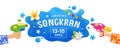 Amazing Happy Songkran festival thailand gun in hand water splash banners background Royalty Free Stock Photo