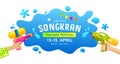 Amazing Happy Songkran Thailand festival gun in hand water splash banners Royalty Free Stock Photo