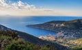 Amazing high angle panoramic view of Komiza town facing Adriatic Sea taken from Island Vis Croatia