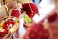 Amazing hindu wedding ceremony. Details of traditional indian wedding. Royalty Free Stock Photo