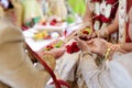 Amazing hindu wedding ceremony. Details of traditional indian wedding. Royalty Free Stock Photo