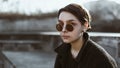 Amazing hipster girl in sunglasses