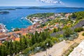 Amazing historic town of Hvar aerial view