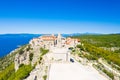 Town of Lubenice on the high cliff, Cres island in Croatia, Adriatic sea in background