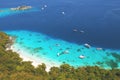 Amazing Honeymoon Beach at Similan Island Aerial View From Above. Andaman, Thailand. Travel, summer, vacation and Royalty Free Stock Photo