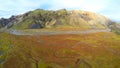 Amazing Iceland aerial footage of mountain landscape near Landmannalaugar