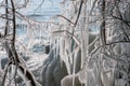 amazing icicles along Lake Michigan in extreme cold weather