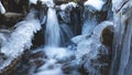 Amazing icicles on a small waterfall