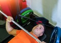 Amazing image of a young man doing bench press Royalty Free Stock Photo