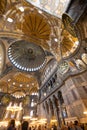 Amazing interior architecture, details, decorations of Hagia Sophia with a wide angle lens. Built by the Byzantines as a