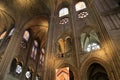 Amazing interior architecture with stone and stained glass windows,Notre Dame Cathedral,paris,France,2016 Royalty Free Stock Photo