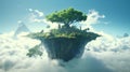 Amazing island with grove floating in the air Royalty Free Stock Photo