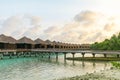 Amazing island in the Maldives ,Beautiful turquoise waters and white sandy beach with blue sky background for holiday vacation Royalty Free Stock Photo