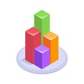 An amazing isometric Icon of bar chart, used to visualize data, statistics, and comparisons.