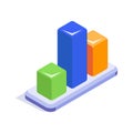 An amazing isometric Icon of bar chart, used to visualize data, statistics, and comparisons