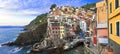 Amazing Italy series- colorful coastal village Riomaggiore in famous Cinque Terre, Liguria Royalty Free Stock Photo