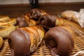 Amazing japanese pastries with chocolate in bakery