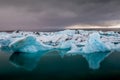 Amazing Jokulsarlon glacial lake full of floating and melting i
