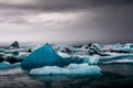 Amazing Jokulsarlon glacial lake full of floating and melting i