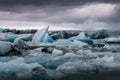 Amazing Jokulsarlon glacial lake full of floating and melting i