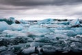 Amazing Jokulsarlon glacial lake full of floating and melting i