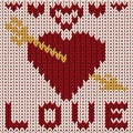 Amazing knitted love heart. Knitting texture.