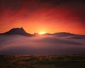 amazing landscape of Anboto mountain from Saibi at foggy sunrise